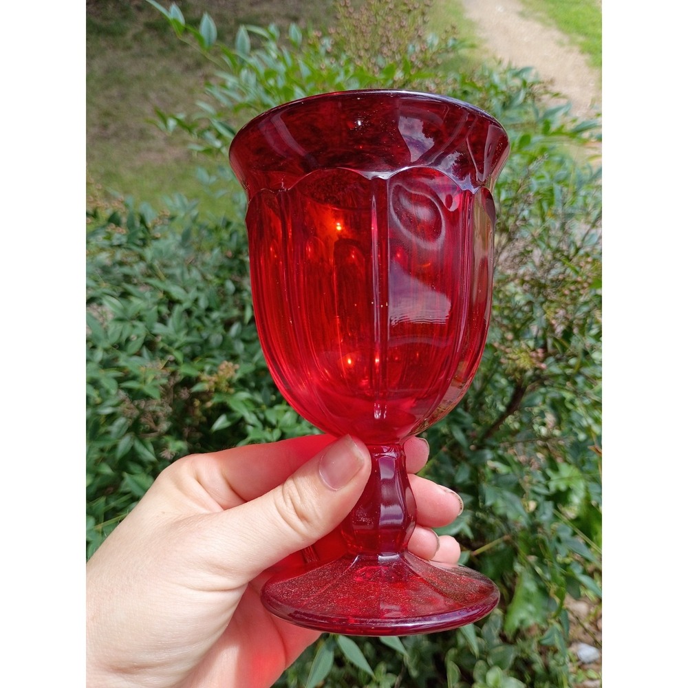 NORITAKE (1) Provincial Water Goblets -Red/Amberina- Glows Orange 5 5/8" 1974-88